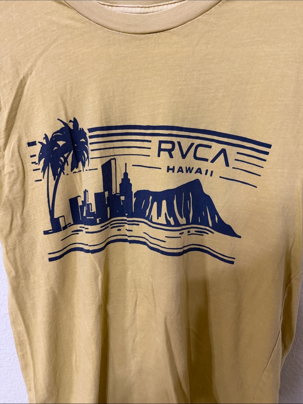 RVCA Mustard Yellow Hawaii Skyline Graphic Tee - Picture 4 of 5